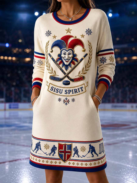 Naisten Retro Jokerit Helsinki Jääkiekko muistomerkki Tulosta Pitkähiha meko