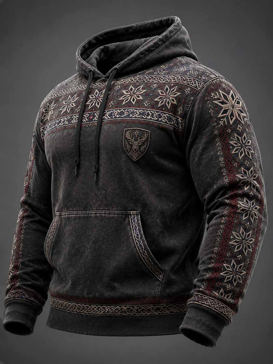 Miesten Retro Viking peura tulostus huppari