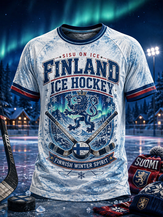 Miesten Suomen Jääkiekko Lyhyhiha T-paita