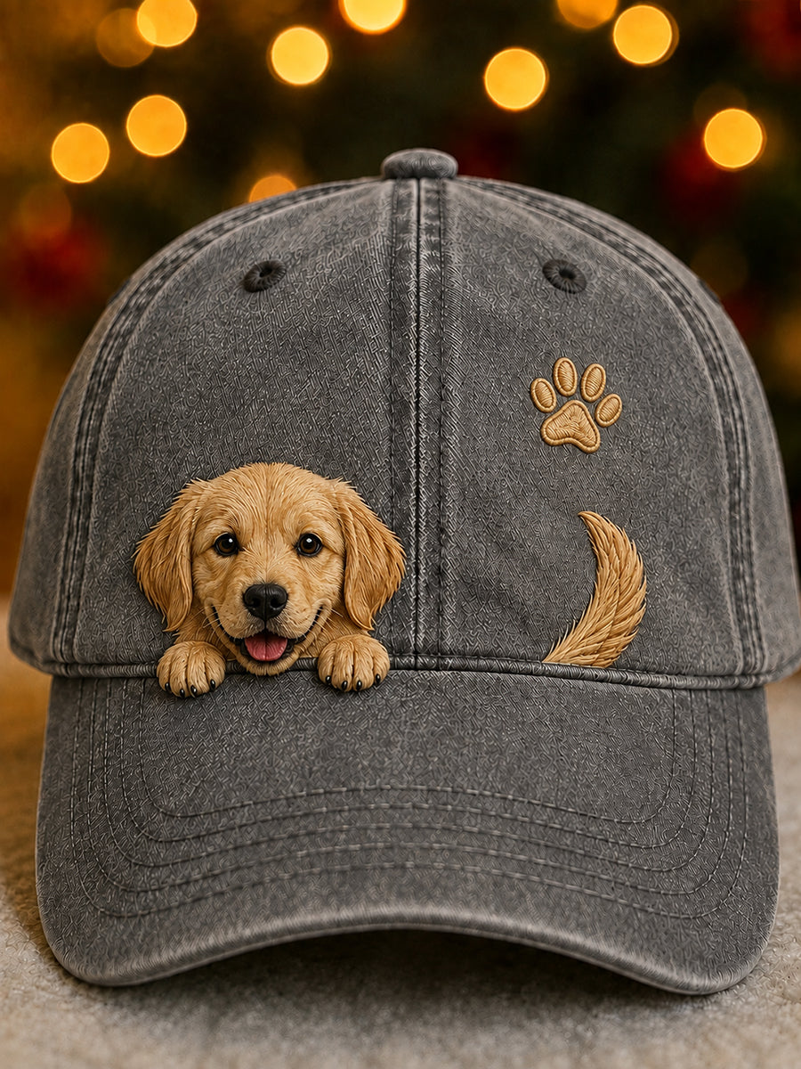 Söpö Peeking Golden Retriever & Puw Print Unisex Hatti