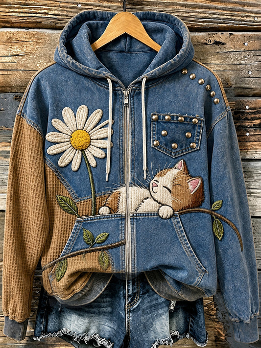 Naisten hauskat eläimet Zip-Up Hoodie.