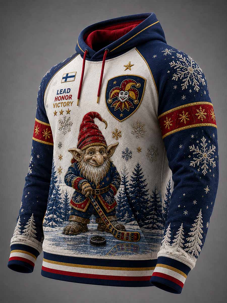 Miesten vintagetyylinen perinteinen jääkiekkoa muistuttava painokuvioitu collegepaita