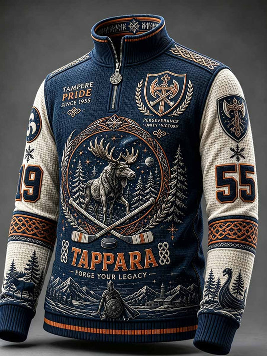 Miesten Vintage Perinteinen Jääkiekko muistomerkkipainettu Sweatshirt