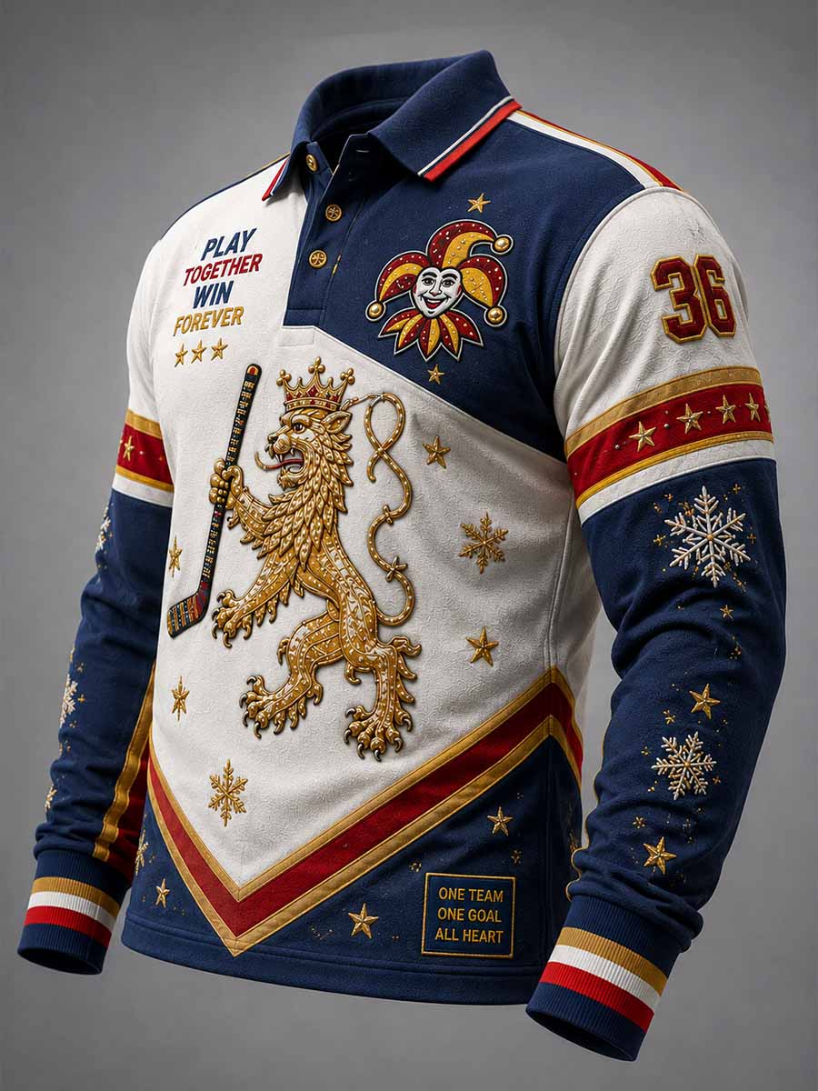 Miesten Vintage Perinteinen Jääkiekko muistomerkkipaita Painettu Polo-paita