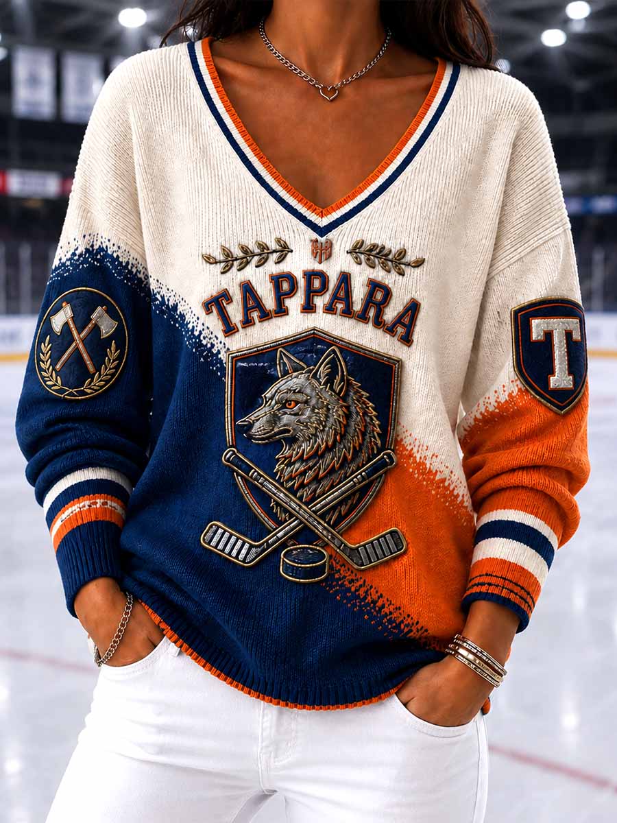 Naisten Retro Perinteinen Hockey kuvio Tulosta Sweatshirt