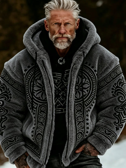 Miesten viikinkien kelttiläistyylinen pehmeä ja mukava vetoketjullinen huppari