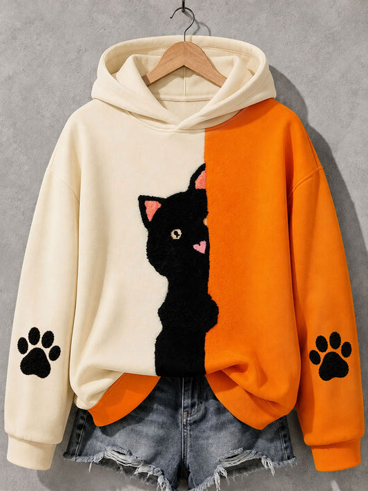 Naisten hassu söpö kissa säännöllinen Sweatshirt
