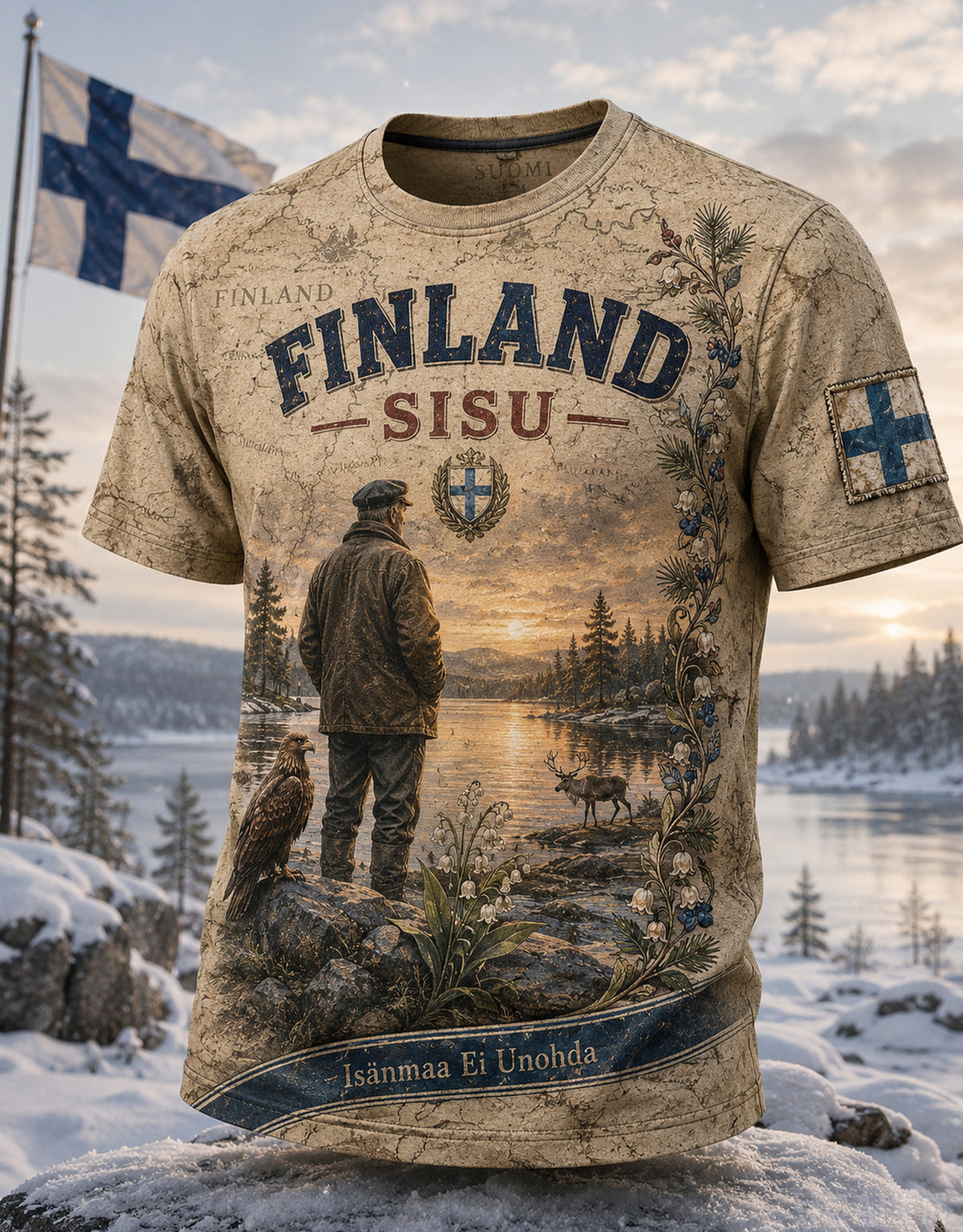 Miesten suomalainen veteraani Sisu -lyhythihainen t-paita