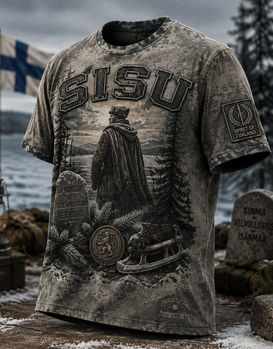 Miesten suomalainen Veteran Sisu Lyhyhiha T-paito