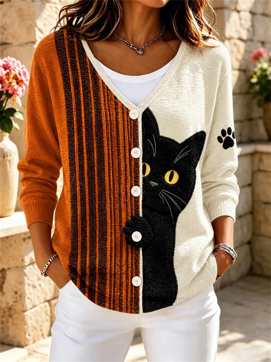 Naisten hauska söpö kissakardigaani