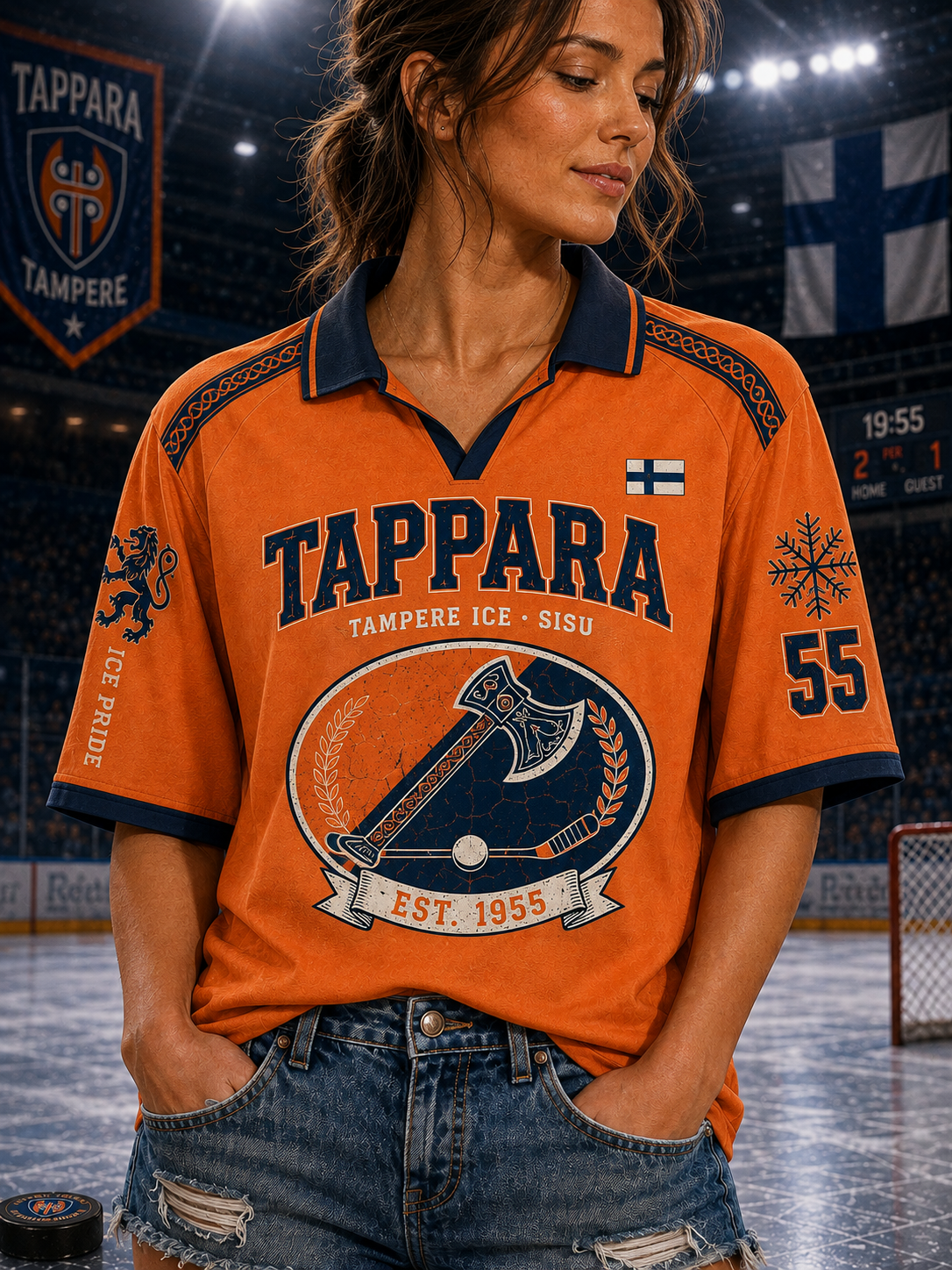 Naisten Suomen jääkiekko Tappara V-pääntiheinen lyhythihainen pikeepaita