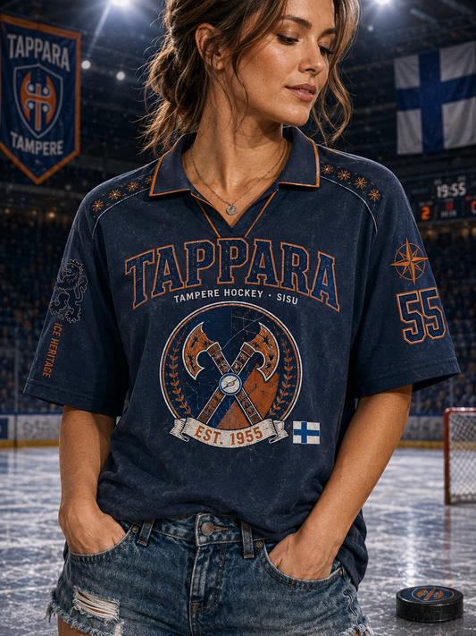 Nais-Suomi Jääkiekko Tappara V-kaula Lyhyt hiha Poloa