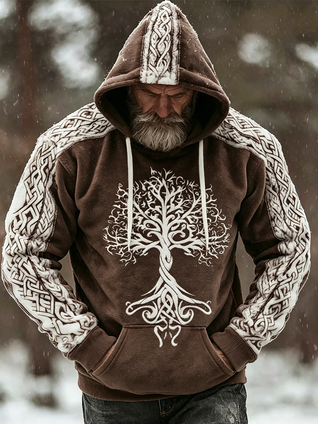 Miesten Retro Viking kelttinen solmu malli suunnittelu Casual Flannel Hoodie suunnittelu