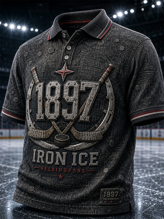 Miesten retro suomalainen jääkiekko HIFK-polkopaita