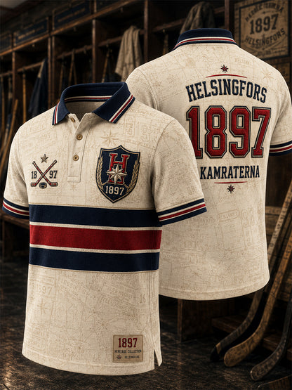 Miesten retro suomalainen jääkiekko HIFK-polkopaita
