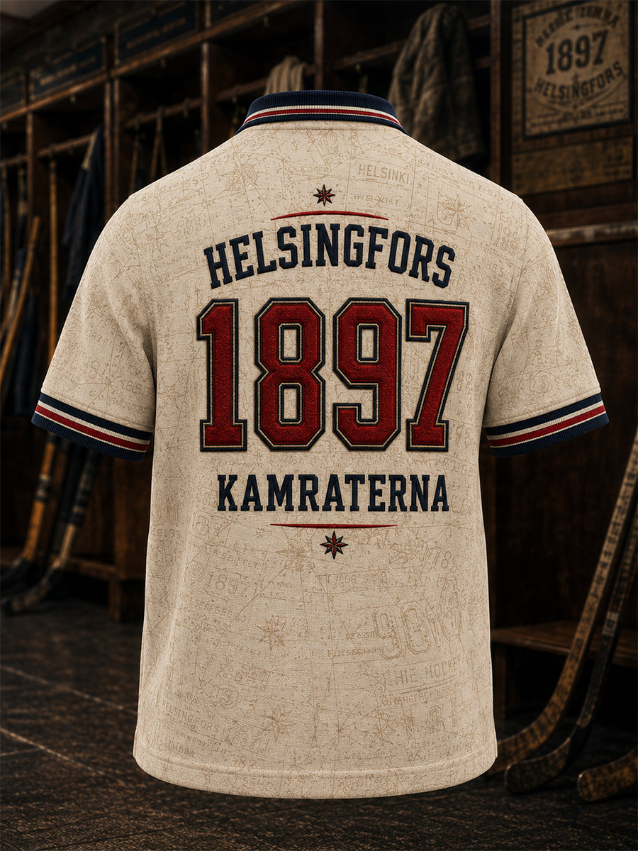 Miesten retro suomalainen jääkiekko HIFK-polkopaita