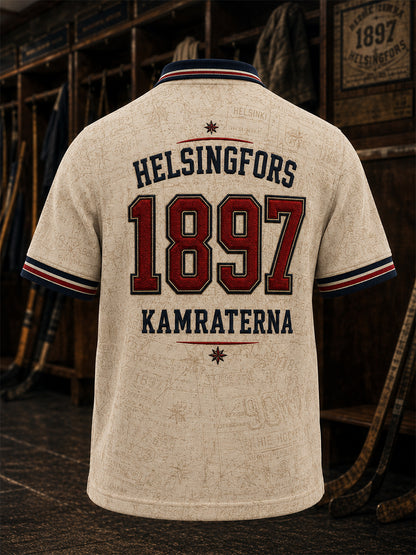 Miesten retro suomalainen jääkiekko HIFK-polkopaita