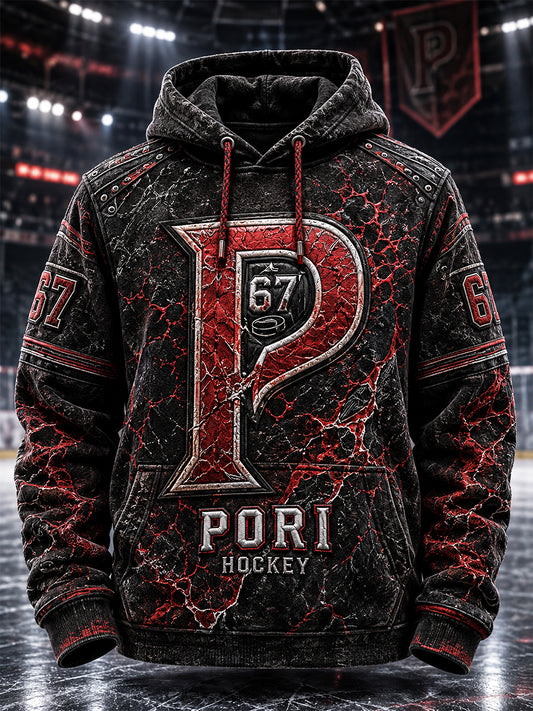 Miesten Retro Porin Ässät Suomen jääkiekko Rakastaja Pitkähihaha