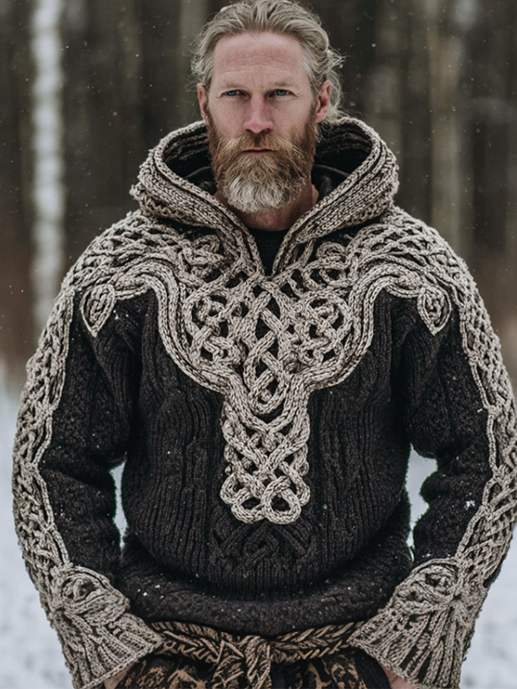 Miesten retro Viking Celtic solmu kuvio suunnittelu rento huppu jäljitelmä puseri