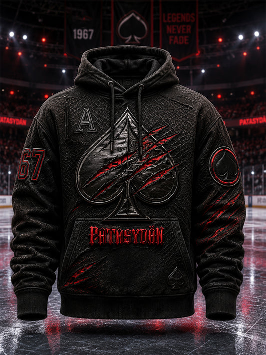 Miesten retro Porin Ässät -suomihokkifani pitkähihainen huppari