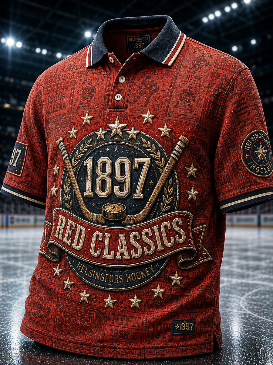 Miesten retro suomalainen jääkiekko HIFK-polkopaita