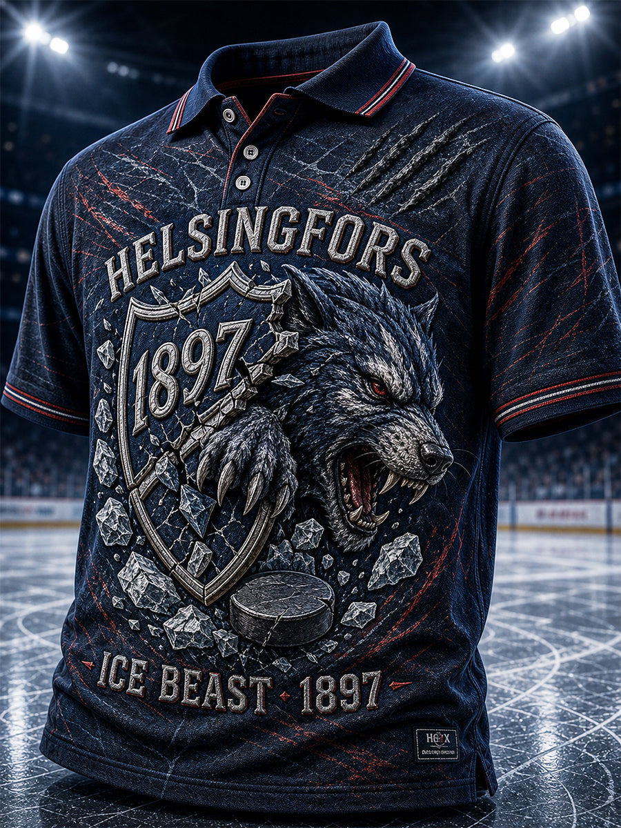 Miesten retro suomalainen jääkiekko HIFK-polkopaita
