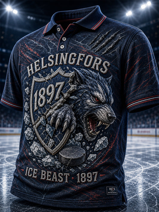 Miesten retro suomalainen jääkiekko HIFK-polkopaita