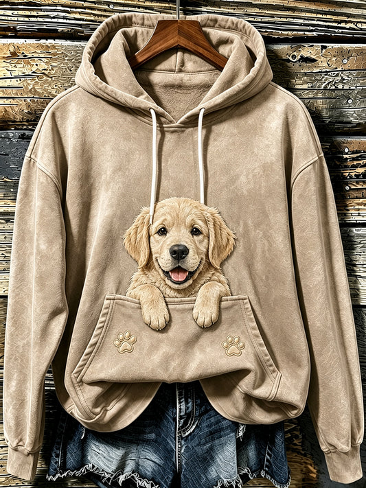Naisten ihana Peeking Golden Retriever & Pupuja Tulosta huppupaikka