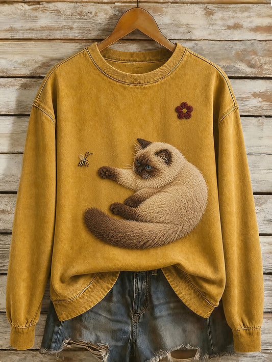 Retro Eläinten tulostus Sattuva Sweatshirt