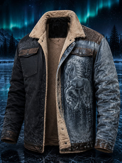 Miesten retro viikinkisusi-totem kelttilaistyylillä flanellinen lämmin huppari