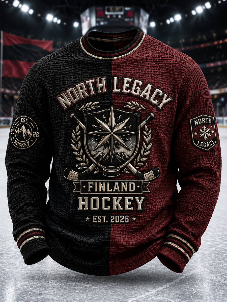 Miesten Retro Porin Ässät Suomen jääkiekko Rakastaja Pitkähiha vohveli