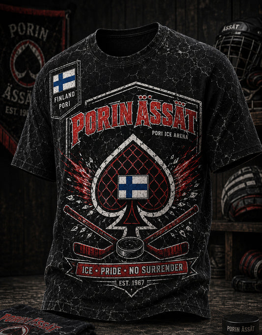 Miesten Suomi Jääkiekko Porin Ässät Lyhyhiha T-paiti