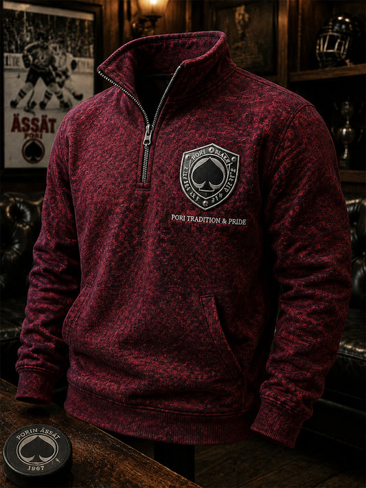 Miesten Retro Porin Ässät Suomen Hockey Lover Zipper Hoodie
