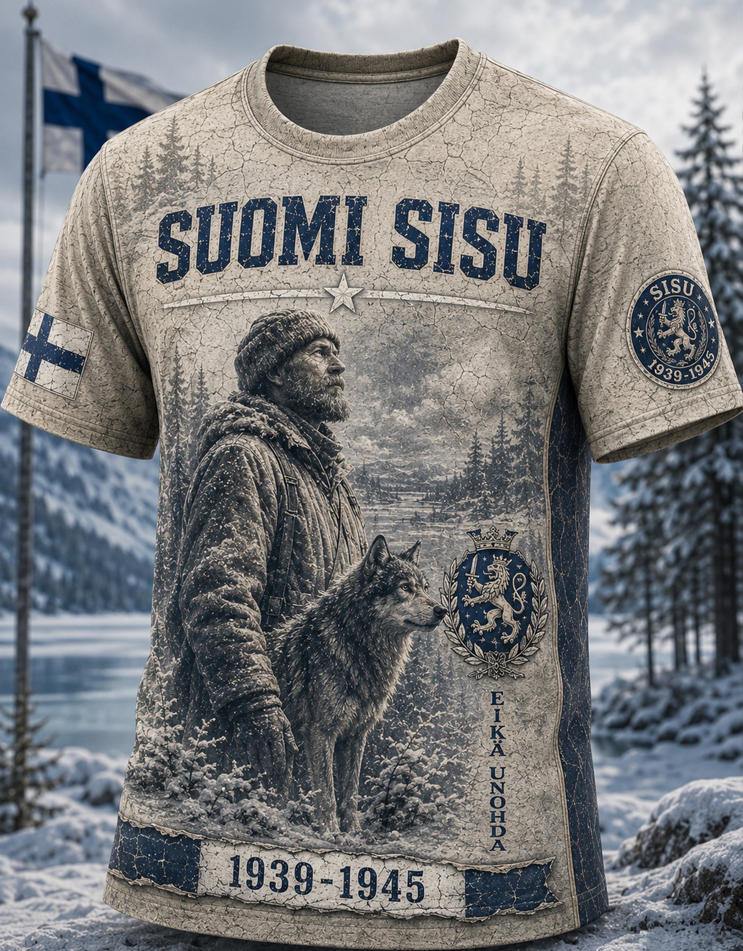 Miesten suomalainen veteraani Sisu -lyhythihainen t-paita