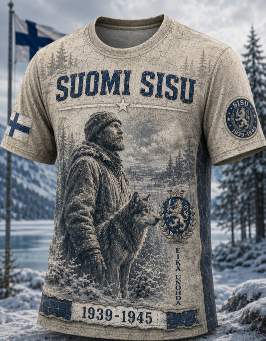 Miesten suomalainen veteraani Sisu -lyhythihainen t-paita