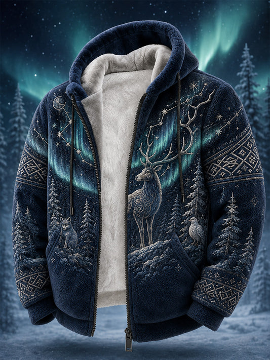 Retro Nordic Art-Print Casual mukava huppari