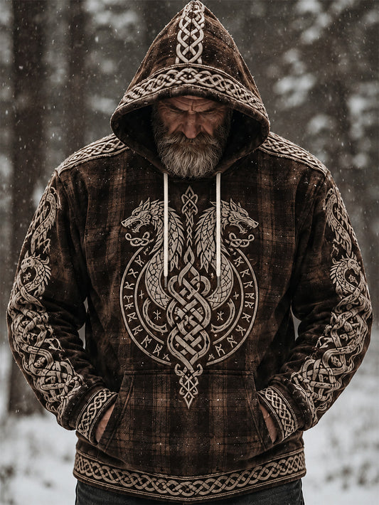 Miesten retro Viking kuvio suunnittelu rento huppari