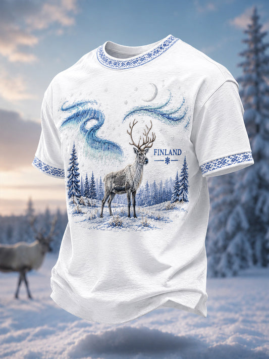 Miesten pohjoismainen poroperintö Print Casual Tee