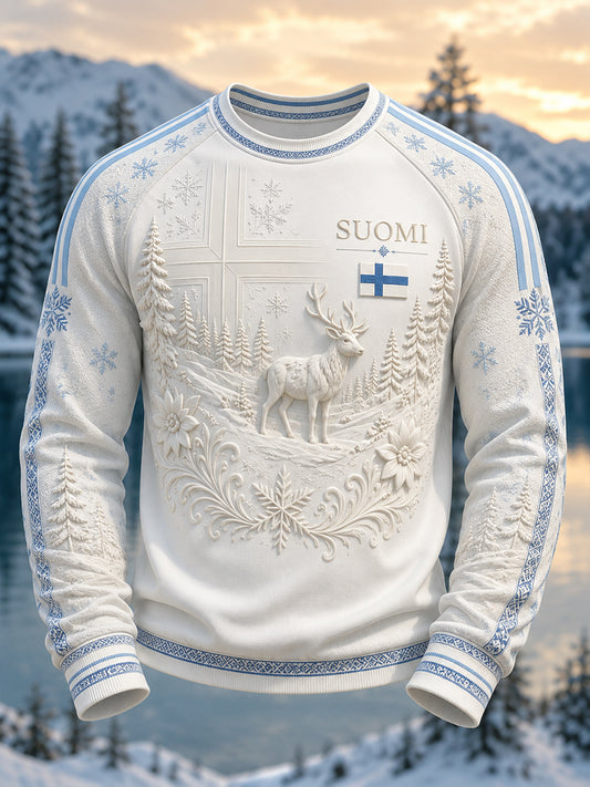 Miesten jää poro pitkähiha T-paita