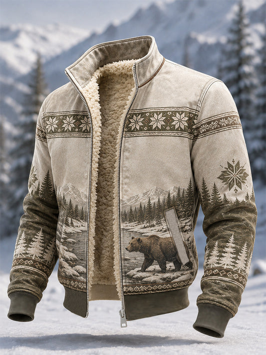 Miesten talvi lumikarhu tulosta Casual Composite Fleece Takki