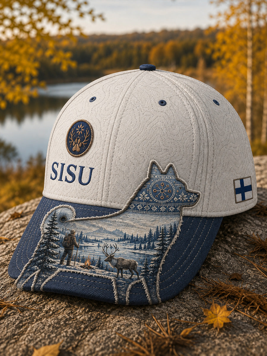 Unisex Vintage Finnish Nordic Hound Art Print Casual Hat