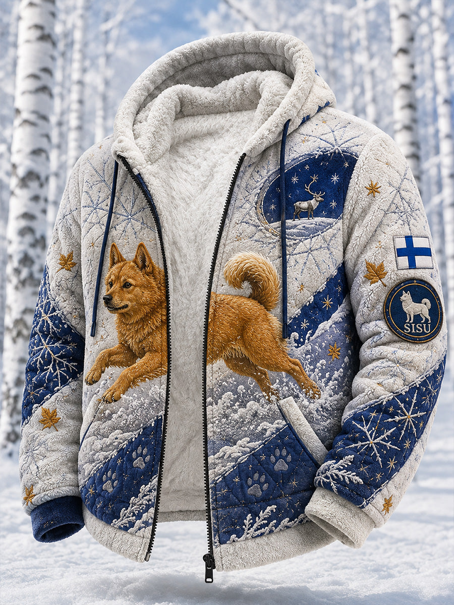 Retromainen pohjoismainen tyyli Metsästyskoira-kuvioinen huppari Vapaa-ajan mukava