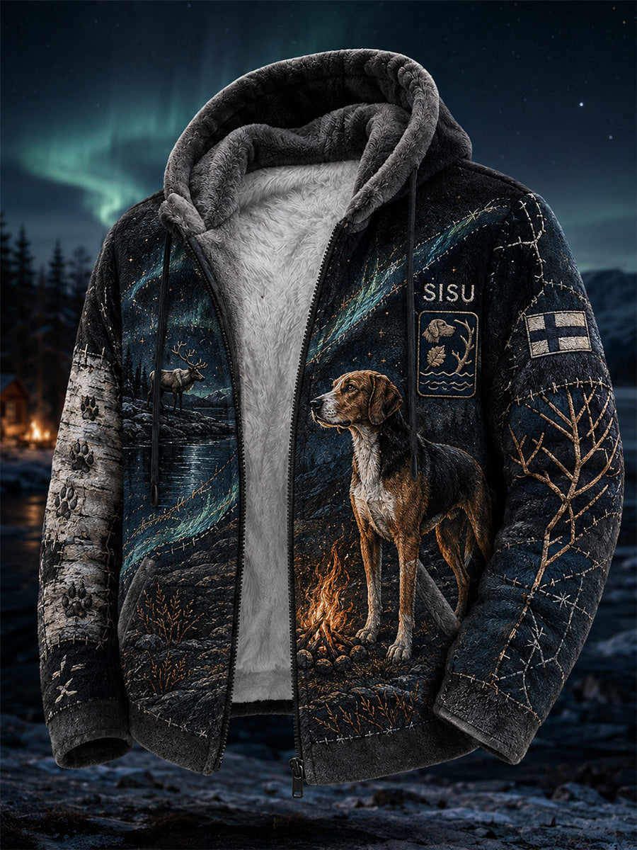 Retro NordicStyle Metsästyskoira Graphic Hoodie CasualComforty