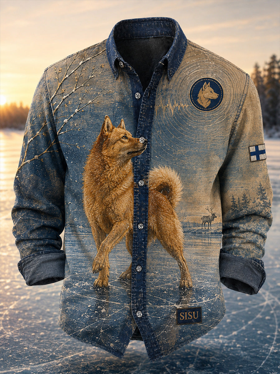 RetroStyle Finnish Nordic Hound Art Print Casual, Mukava pitkähihainen paito
