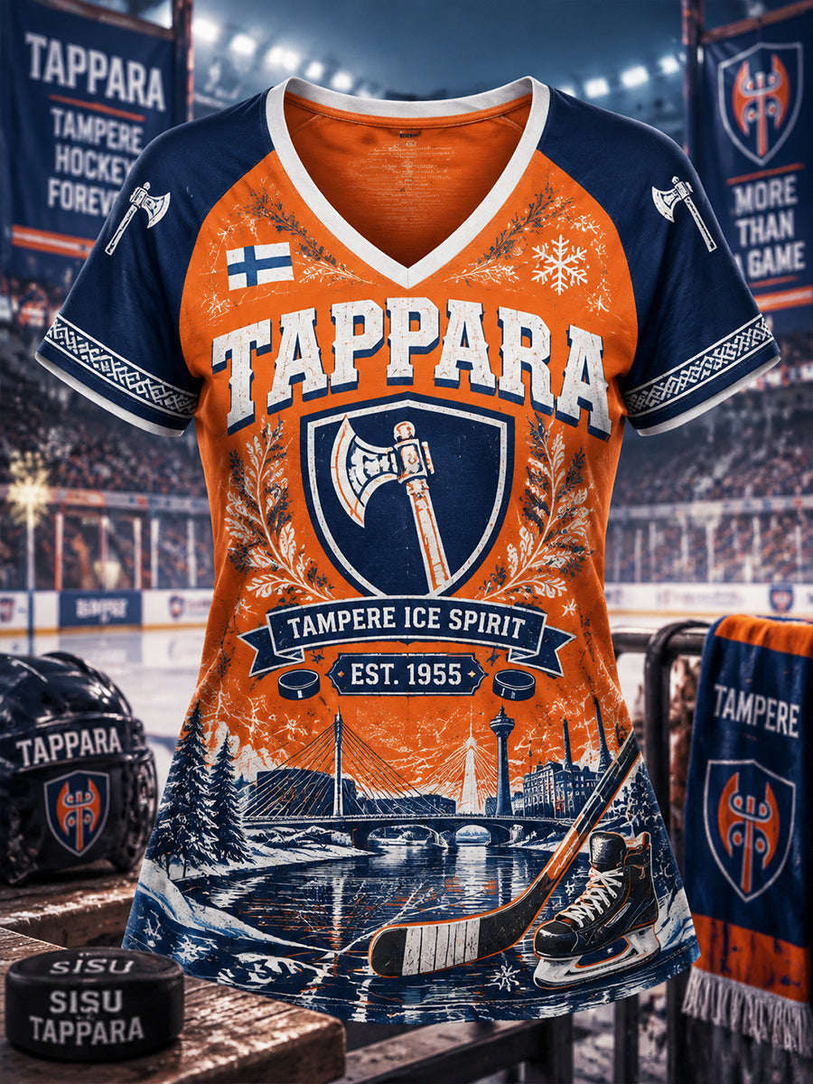 Naisten Suomen Jääkiekko Tappara V-kaula Lyhyhiha T-paiti