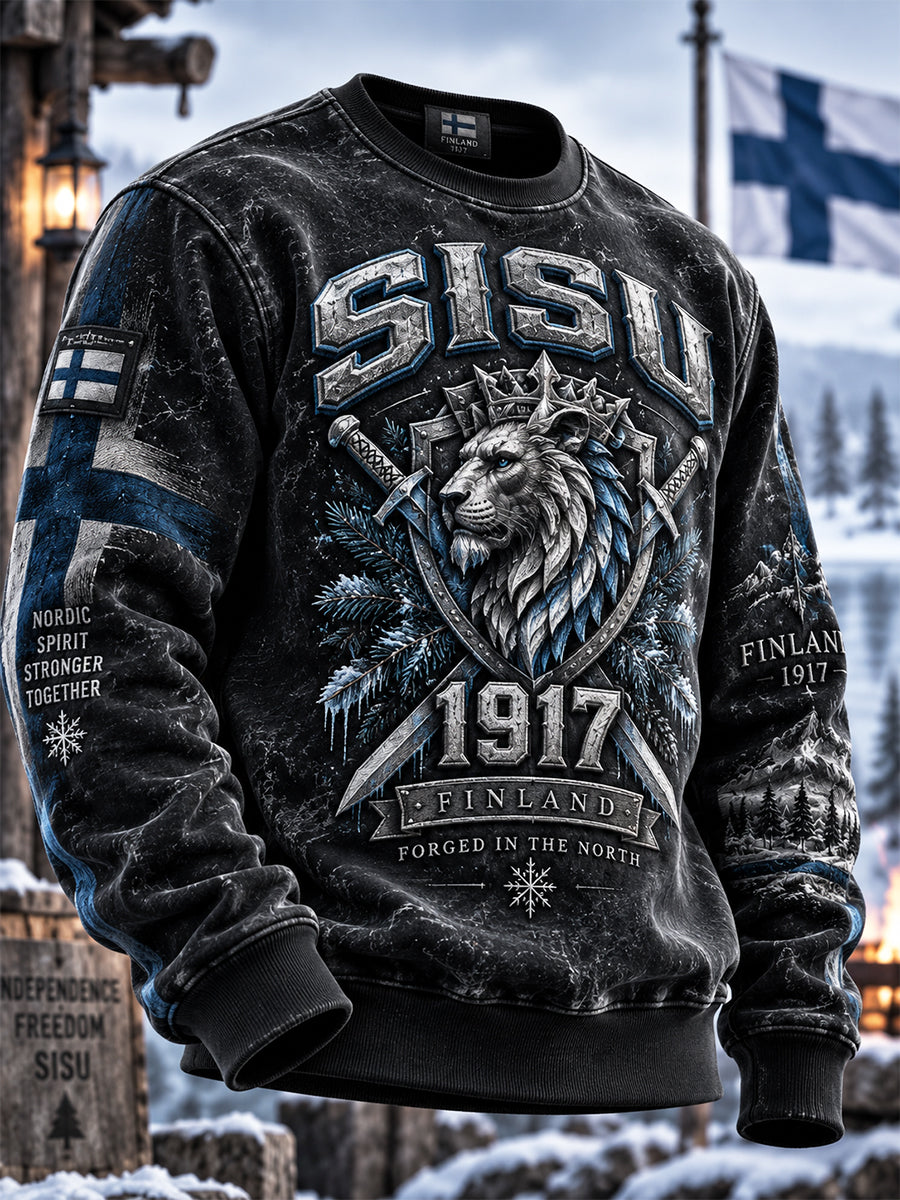 Miesten retro suomalainen itsenäisyyspäivä pitkähihainen kauluskangashuivi