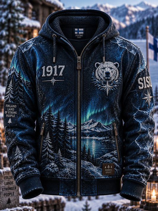 Miesten Retro Suomen itsenäisyyspäivä vetoketjuhuppari huuhu