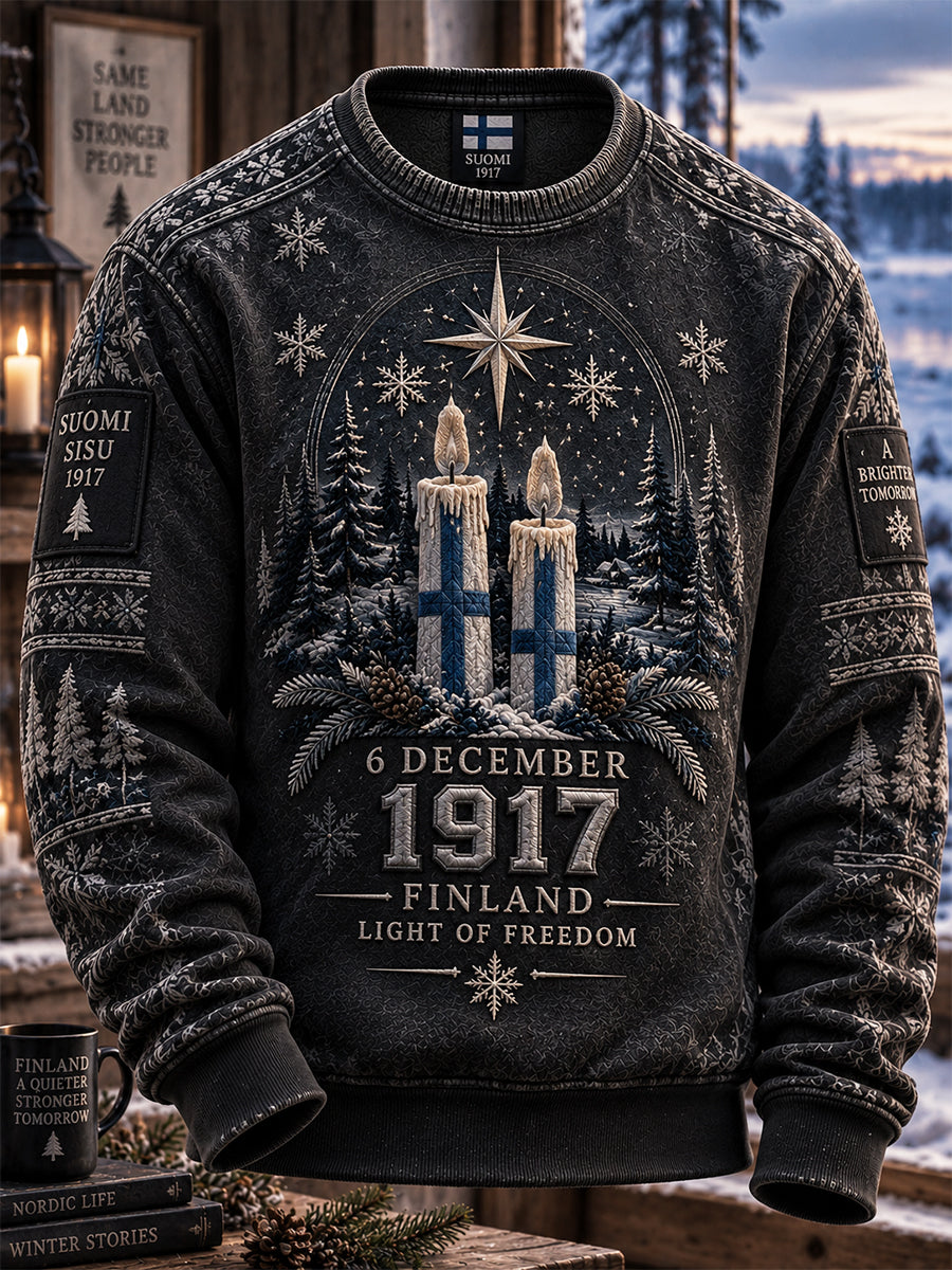 Miesten retro suomalainen itsenäisyyspäivä pitkähihainen kauluskangashuivi