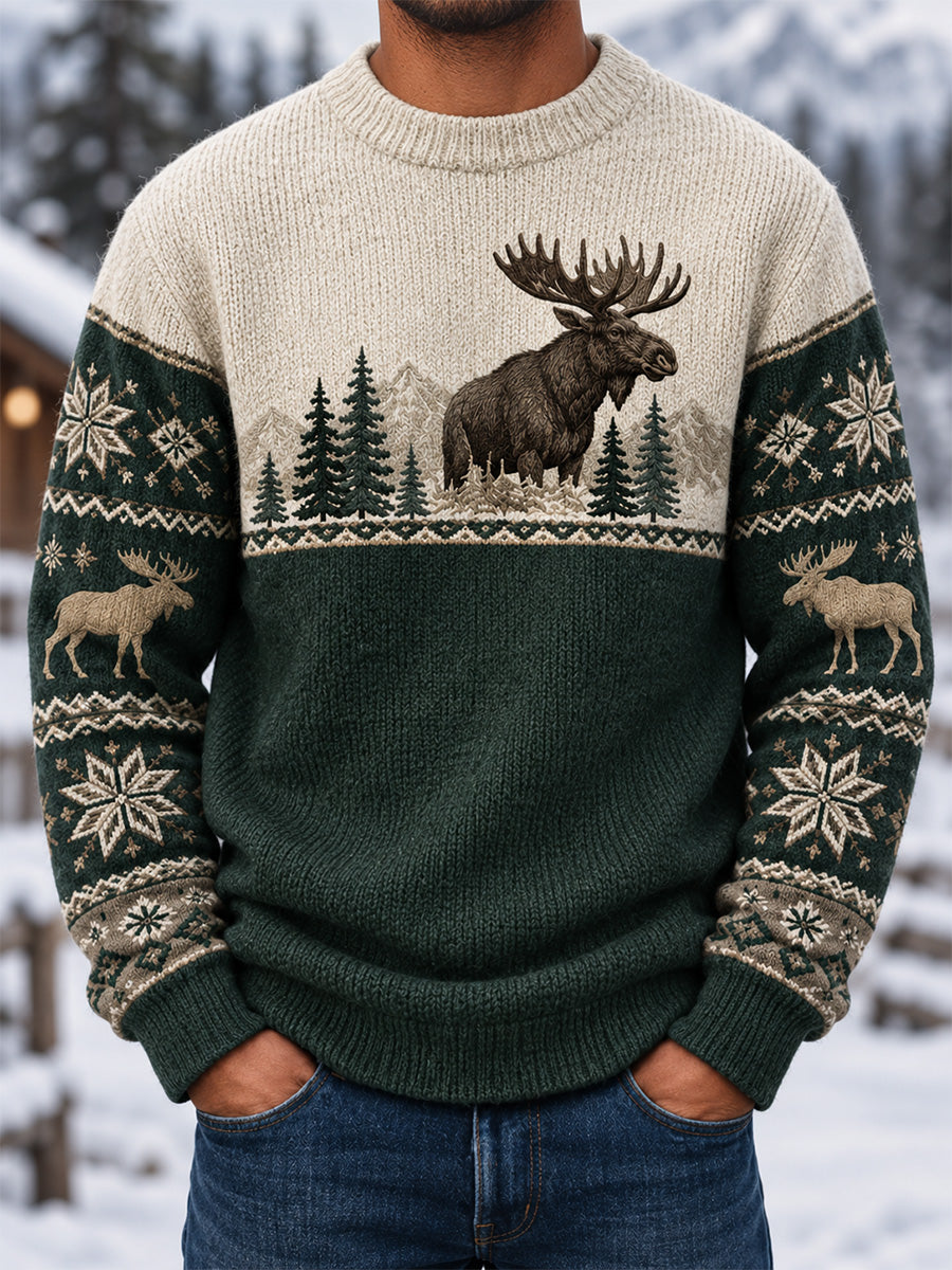Miesten talvi Moose Print Casual imitatio villapaikka