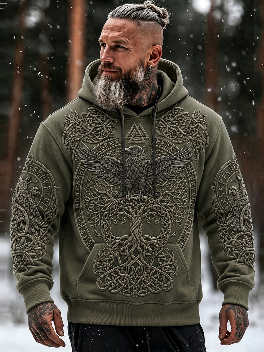 Miesten Vintage Viking puu elämä Celtic Print mukava huppari taskuja